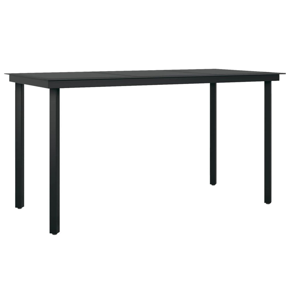Revano Garden 140cm Glass Top Dining Table with 6 Chairs in Black