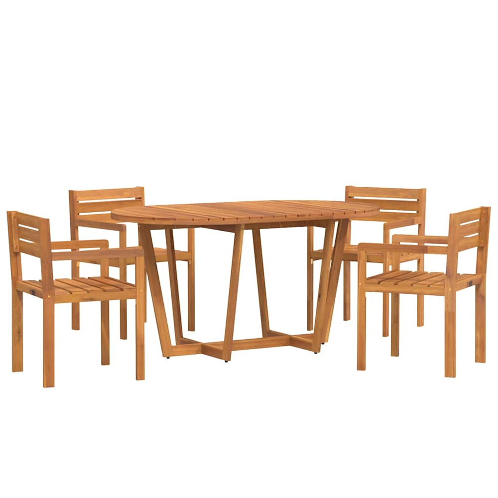 Revano Garden 150cm Acacia Wood Dining Table with 4 Chairs in Brown