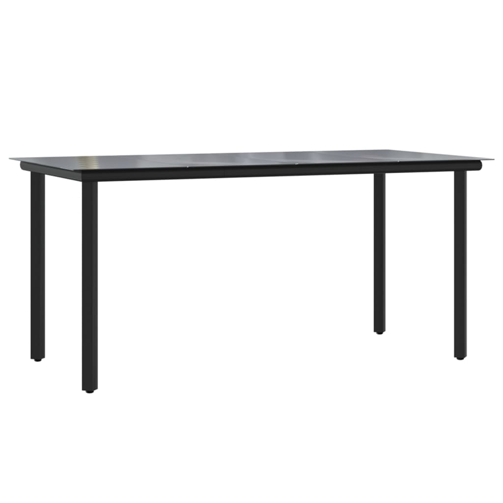 Revano Garden 160cm Glass Top Dining Table with 4 Chairs in Black