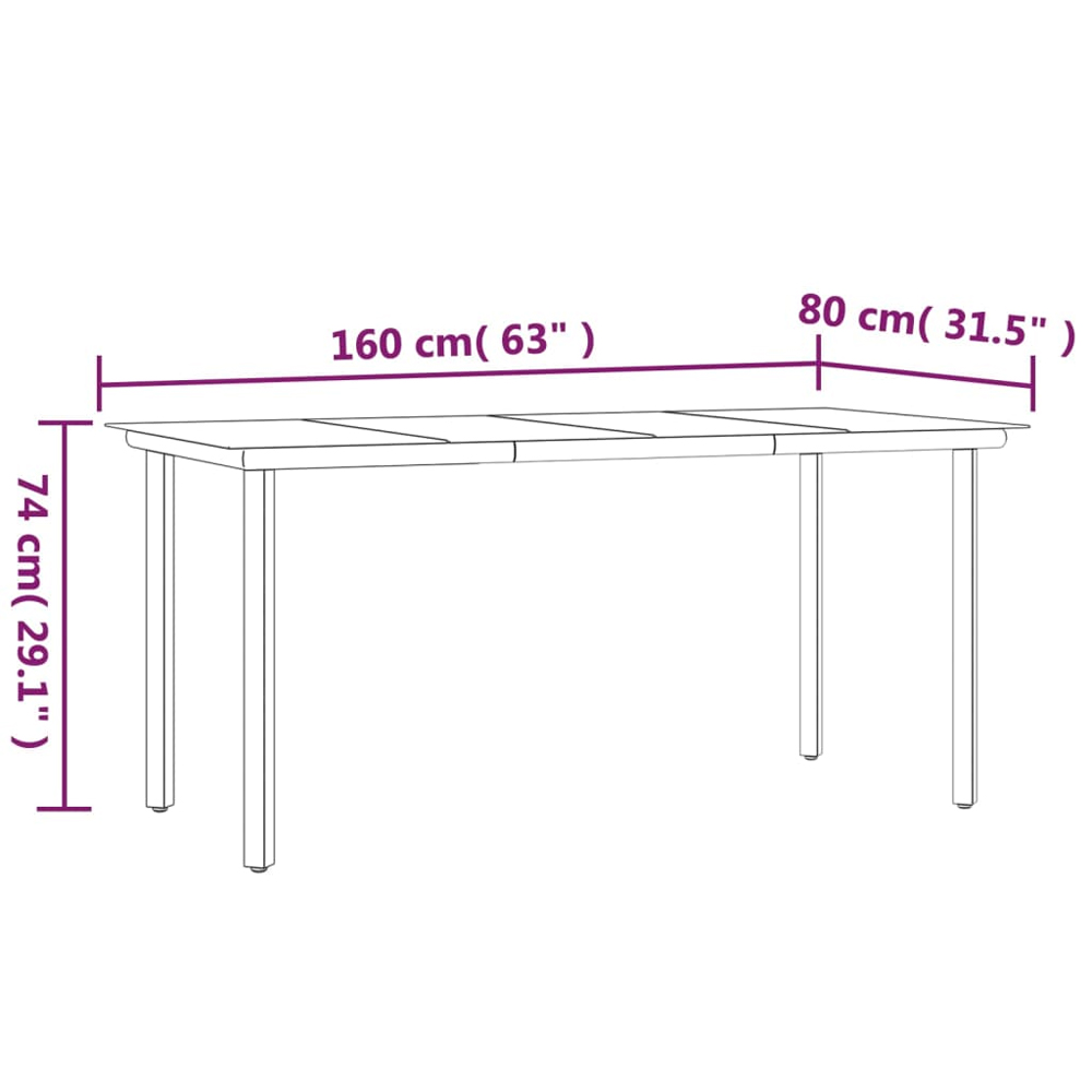 Revano Garden 160cm Glass Top Dining Table with 6 Chairs in Black