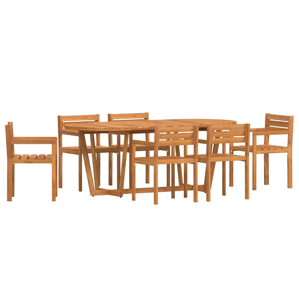 Revano Garden 200cm Acacia Wood Dining Table with 6 Chairs in Brown