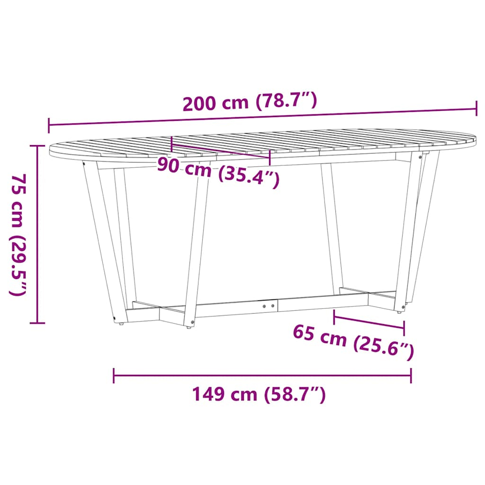 Revano Garden 200cm Acacia Wood Dining Table with 6 Chairs in Brown