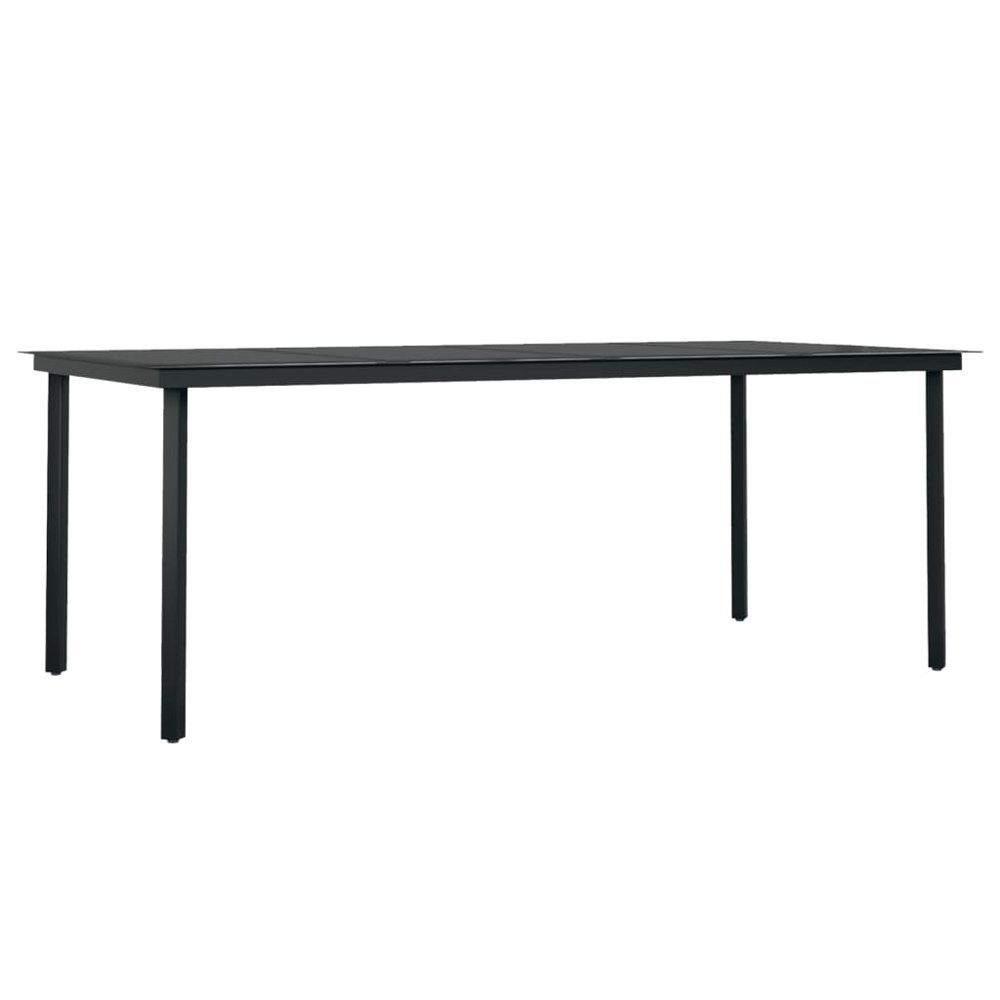 Revano Garden 200cm Glass Top Dining Table with 8 Chairs in Black