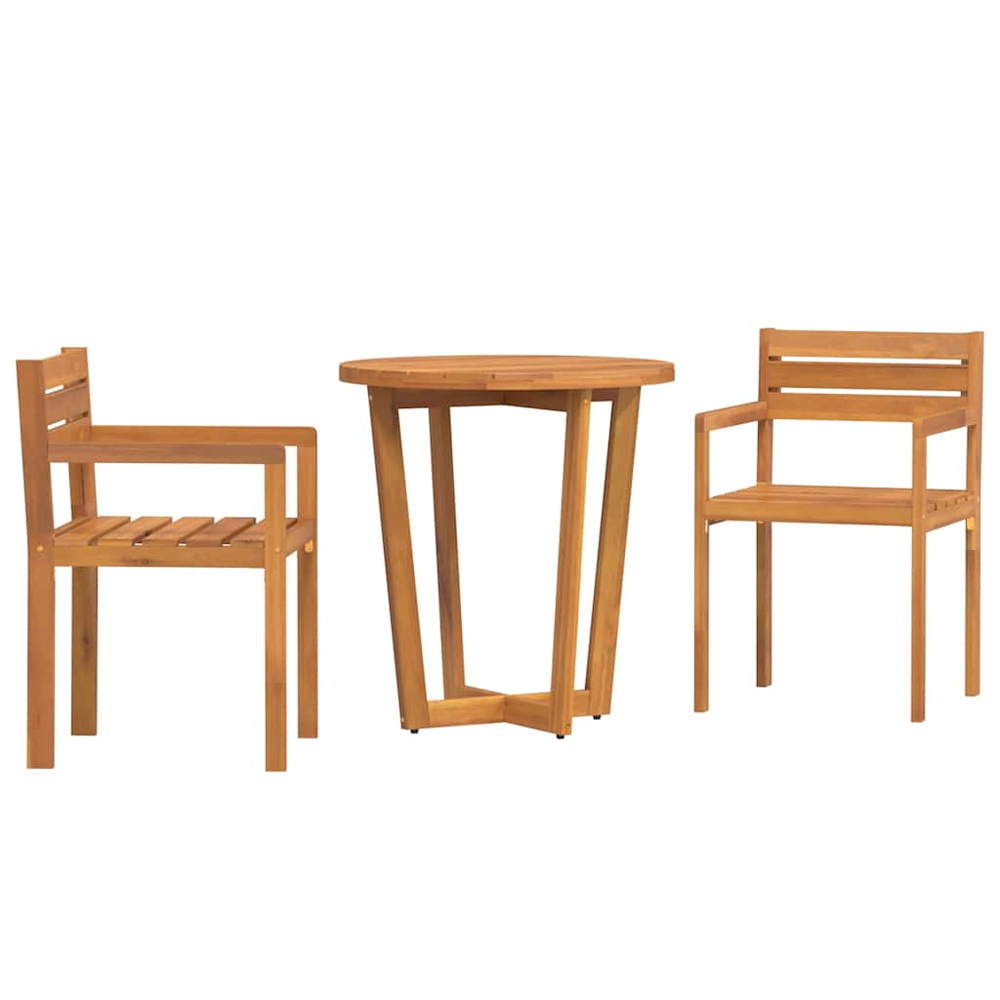 Revano Garden 70cm Acacia Wood Dining Table with 2 Chairs in Brown
