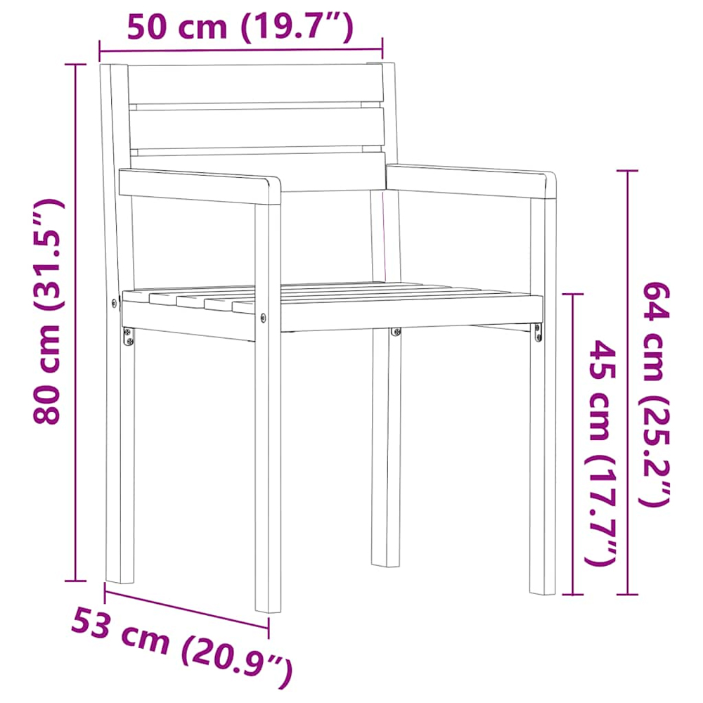 Revano Garden 70cm Acacia Wood Dining Table with 2 Chairs in Brown
