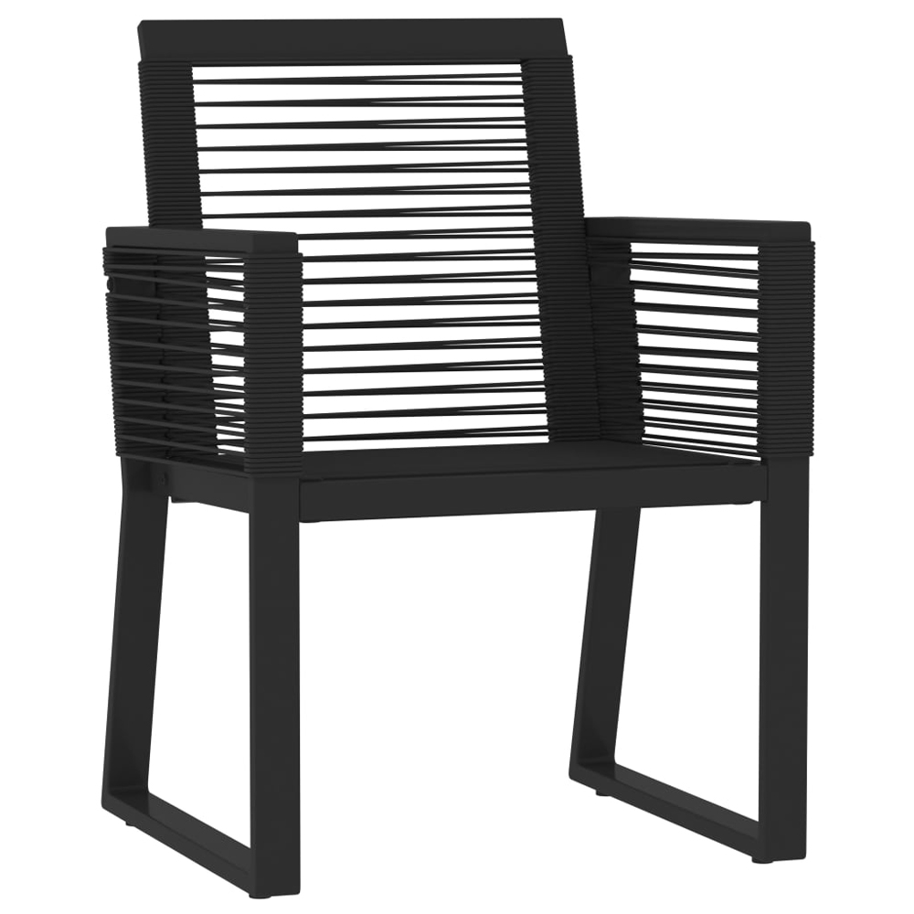 Revano Garden 80cm Glass Top Dining Table with 2 Chairs in Black