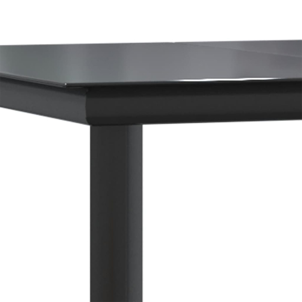 Revano Garden 80cm Glass Top Dining Table with 4 Chairs in Black