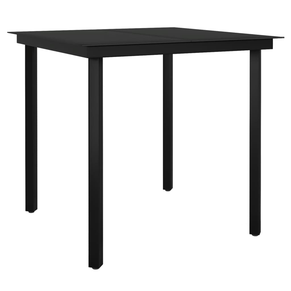 Revano Garden 80cm Glass Top Dining Table with 4 Chairs in Black