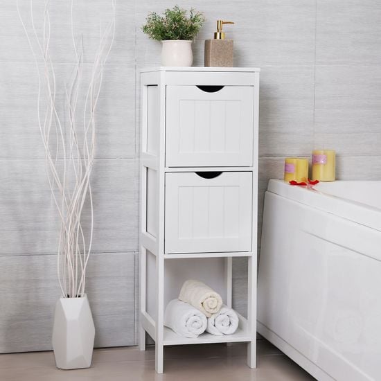 Product photograph of Revere Wooden 2 Drawers Bathroom Storage Cabinet In White from Furniture in Fashion