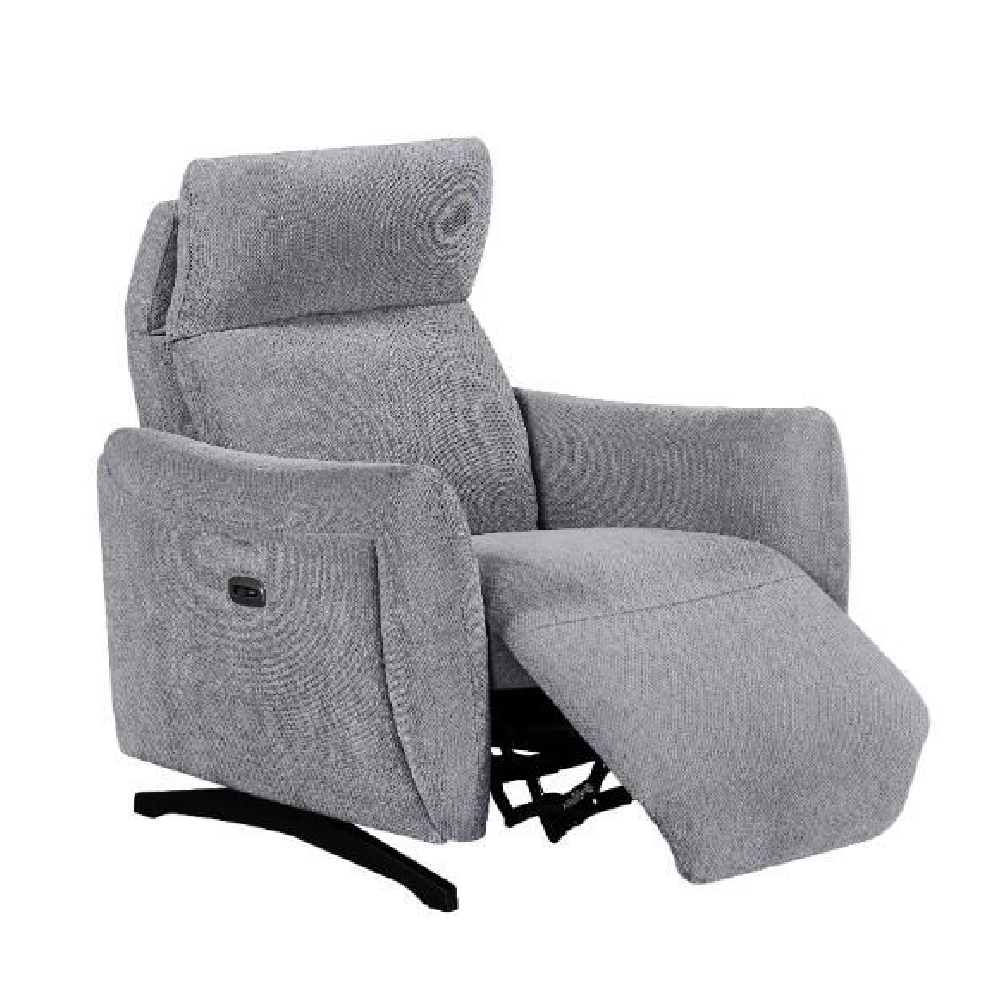 Revere Fabric Electric Recliner 1 Seater Sofa In Pewter