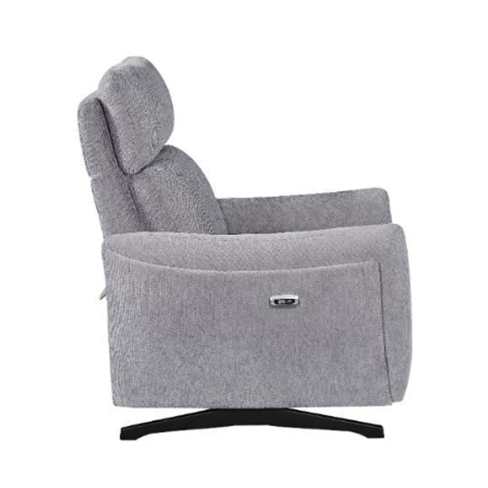 Revere Fabric Electric Recliner 1 Seater Sofa In Pewter