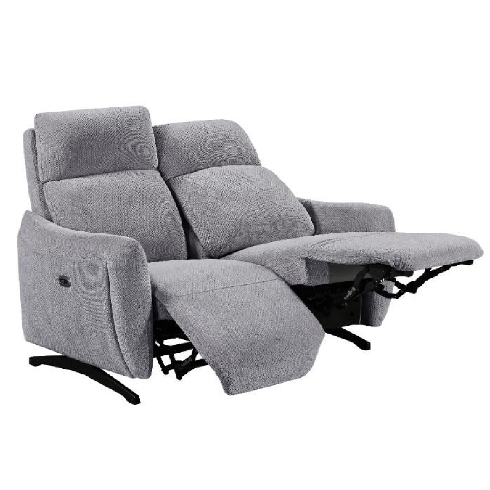 Revere Fabric Electric Recliner 2 Seater Sofa In Pewter