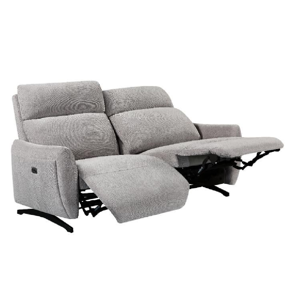 Revere Fabric Electric Recliner 3 Seater Sofa In Natural