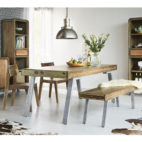Reverso Wooden Dining Bench In Two Tone Oak