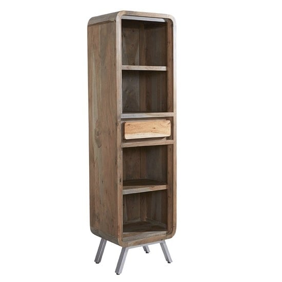 Photo of Reverso wooden bookcase narrow in reclaimed wood and iron