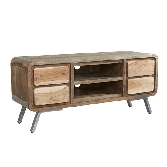 View Reverso wooden tv stand in reclaimed wood and iron