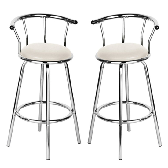 Revlon Chrome Metal Bar Stools With Ivory Seat In A Pair