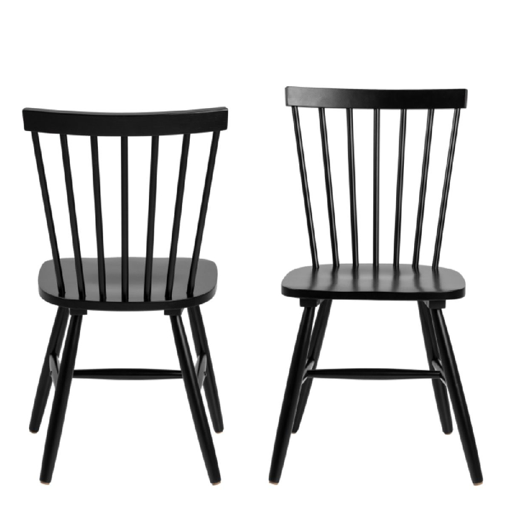 Rexford Black Wooden Dining Chairs In Pair