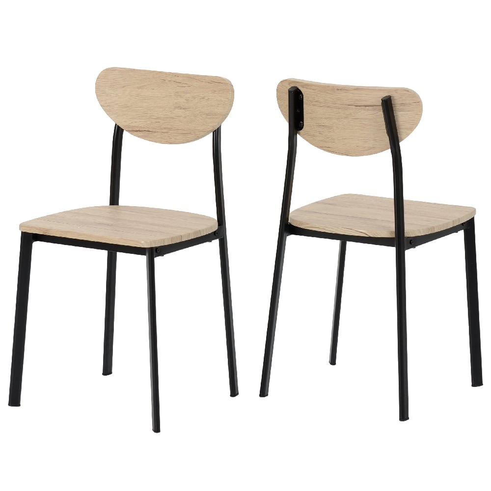 Read more about Rexford light oak wooden dining chairs with black frame in pair