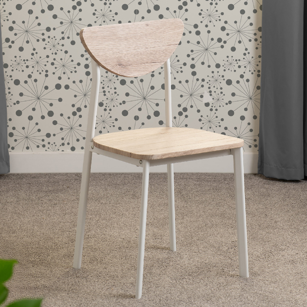 Rexford Light Oak Wooden Dining Chairs With White Frame In Pair