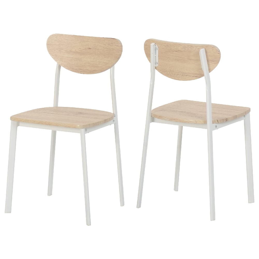Read more about Rexford light oak wooden dining chairs with white frame in pair