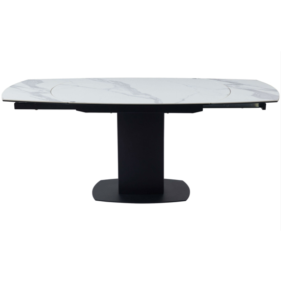 View Reyamp extending swivel ceramic dining table in white and grey