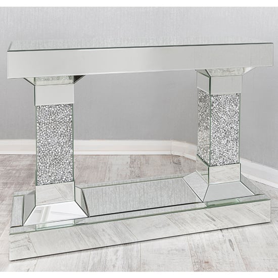 Reyn Crushed Glass Console Table In Mirrored