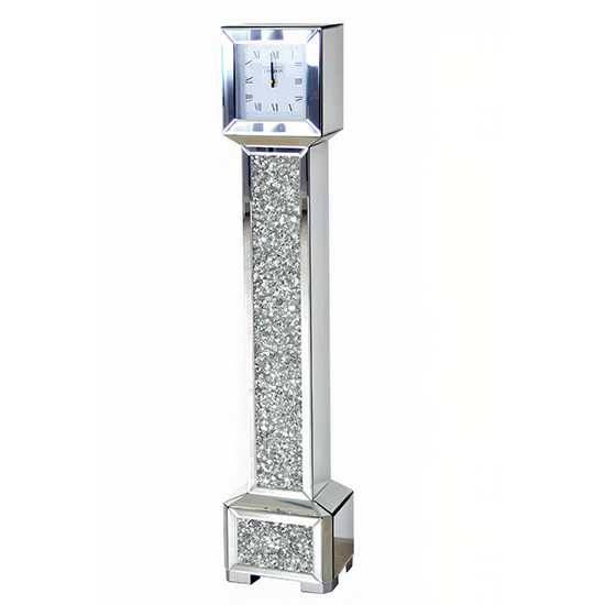 Product photograph of Reyn Crushed Glass Grandfather Clock In Mirrored from Furniture in Fashion