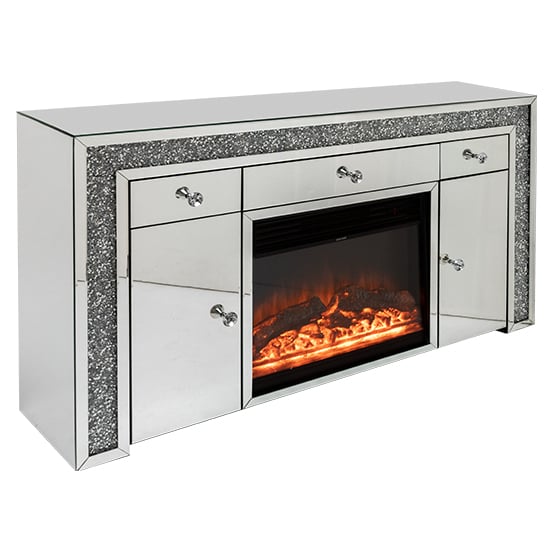 Read more about Reyn crushed glass sideboard with fire and 2 doors 3 drawers