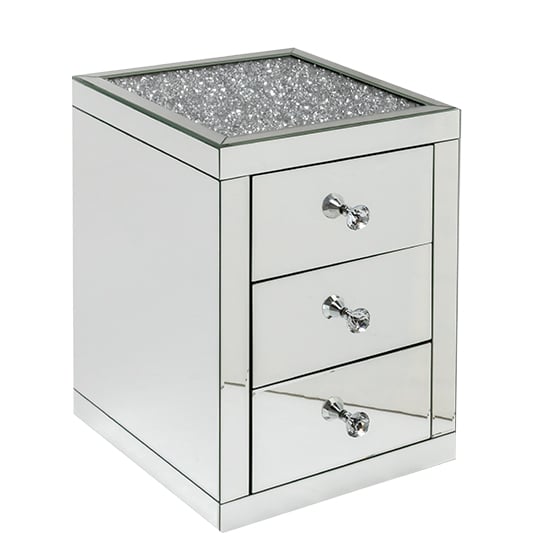 Reyn Crushed Glass Top Bedside Cabinet With 2 Drawers