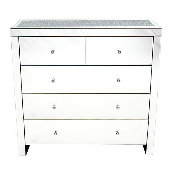 Reyn Crushed Glass Top Chest Of 5 Drawers In Mirrored_2