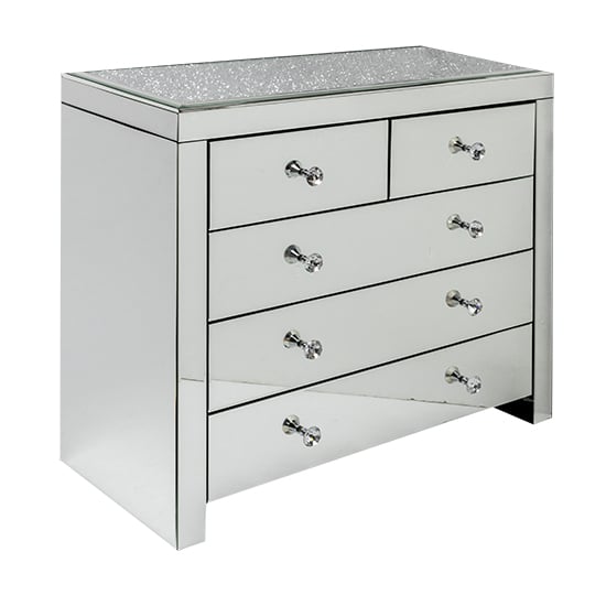 Reyn Crushed Glass Top Chest Of 5 Drawers In Mirrored_1