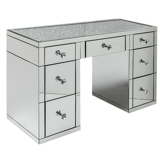 Product photograph of Reyn Crushed Glass Top Dressing Table With 7 Drawers from Furniture in Fashion