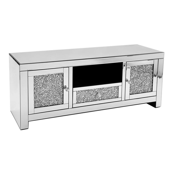 Reyn Crushed Glass TV Stand With 2 Doors 1 Drawer In Mirrored