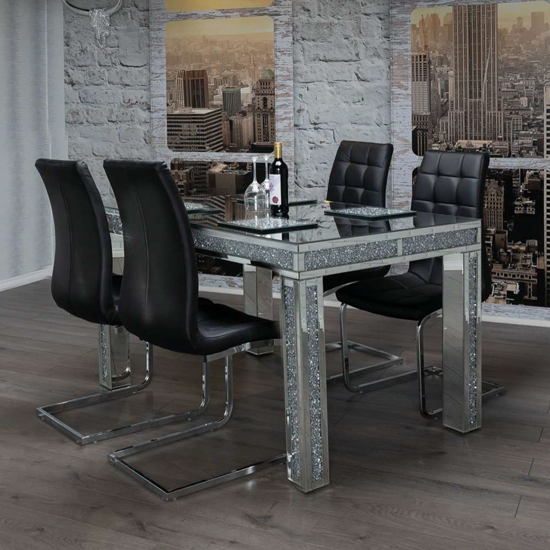 Reyn Large Crushed Glass Dining Table In Mirrored Furniture in Fashion