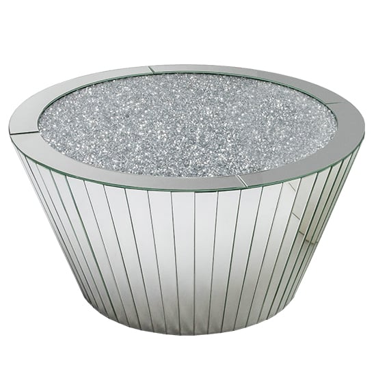 Read more about Reyn large round crushed glass top coffee table in mirrored