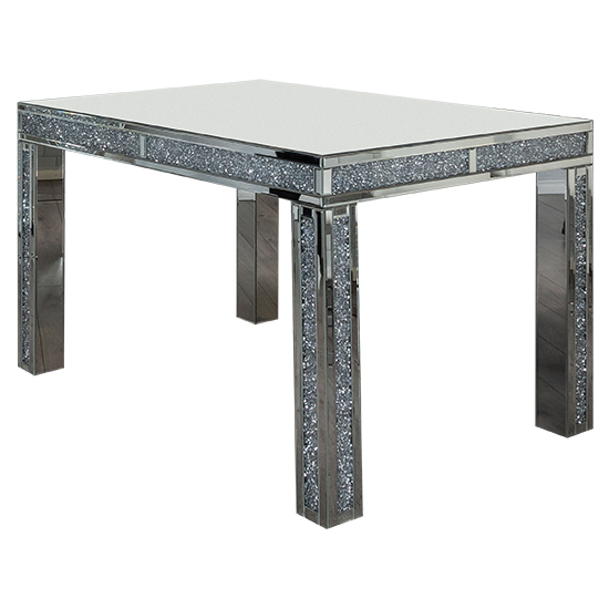 Reyn Small Crushed Glass Dining Table In Mirrored