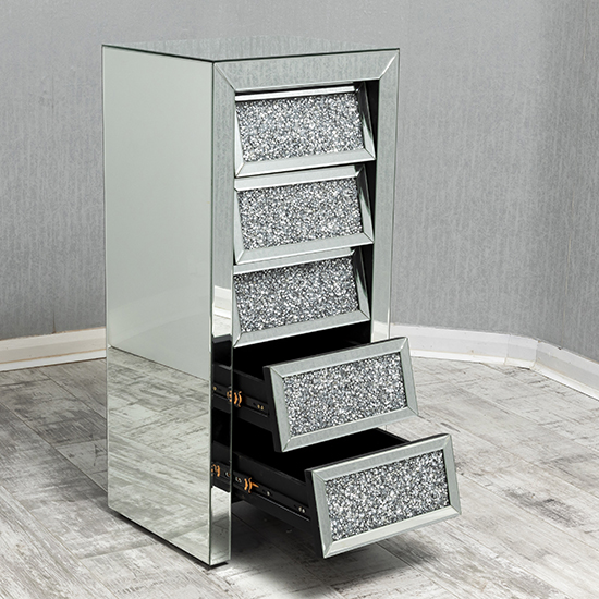 Reyn Tall Crushed Glass Chest Of 5 Drawers In Mirrored_2