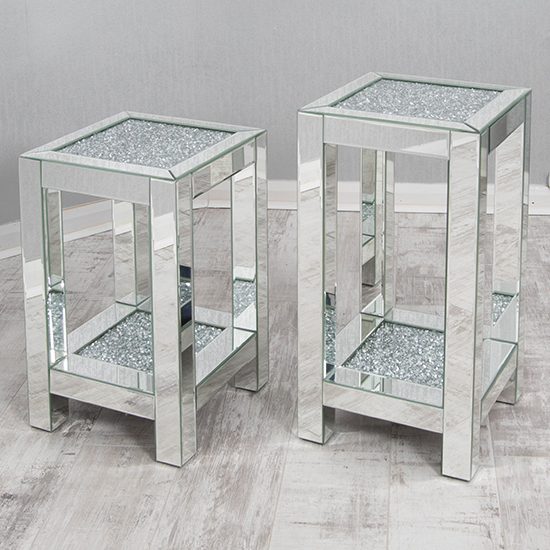 Reyn Tall Crushed Glass Top Side Table With Undershelf_2