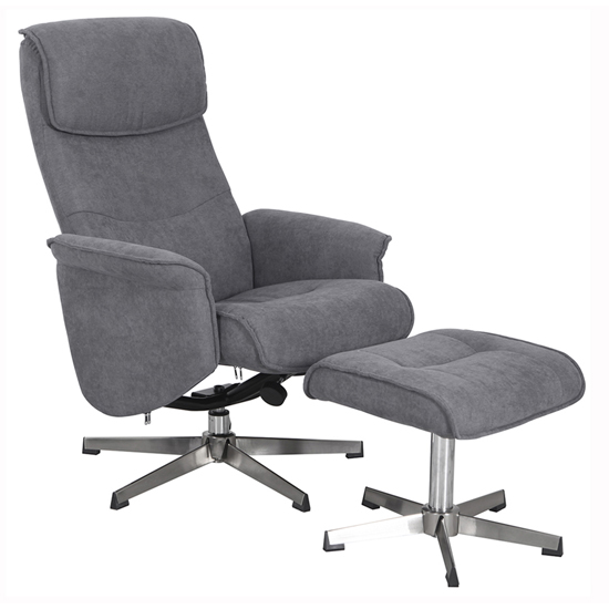 Reyna Recliner Chair With Footstool In Grey Furniture in Fashion