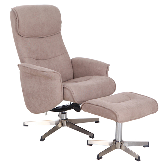 Reyna Recliner Chair With Footstool In Sand thumbnail
