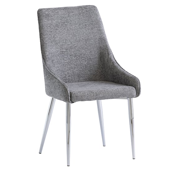 Reece Ash Fabric Dining Chairs With Chrome Legs In Pair Furniture in