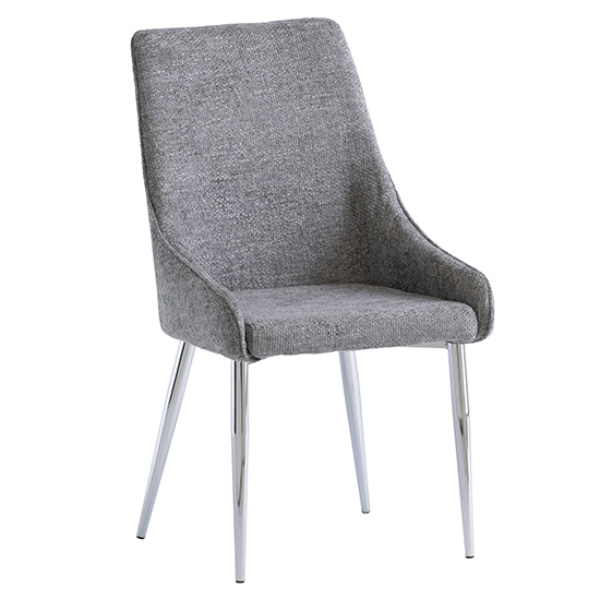 Photo of Reece fabric dining chair in ash with chrome legs