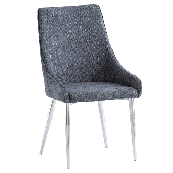 Photo of Reece fabric dining chair in deep blue with chrome legs