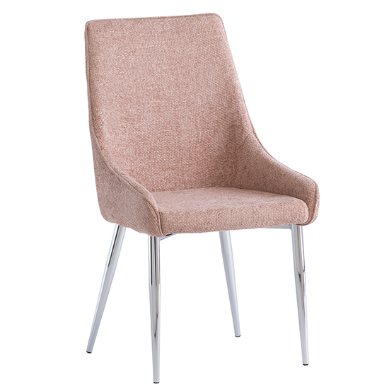 Product photograph of Reece Fabric Dining Chair In Flamingo With Chrome Legs from Furniture in Fashion
