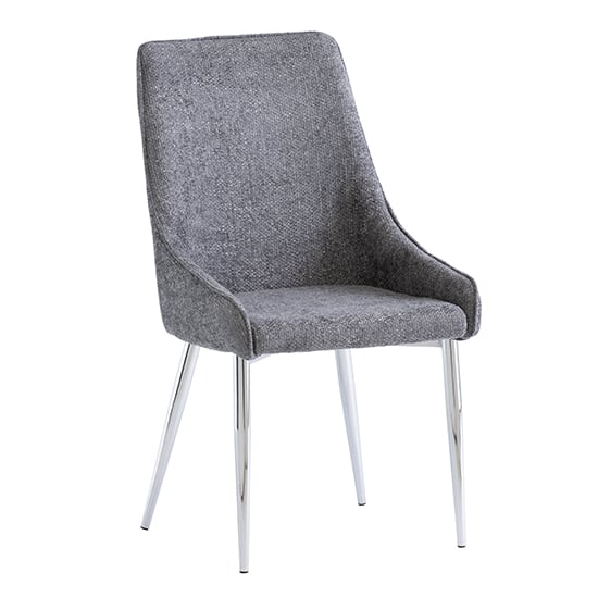Product photograph of Reece Fabric Dining Chair In Graphite With Chrome Legs from Furniture in Fashion