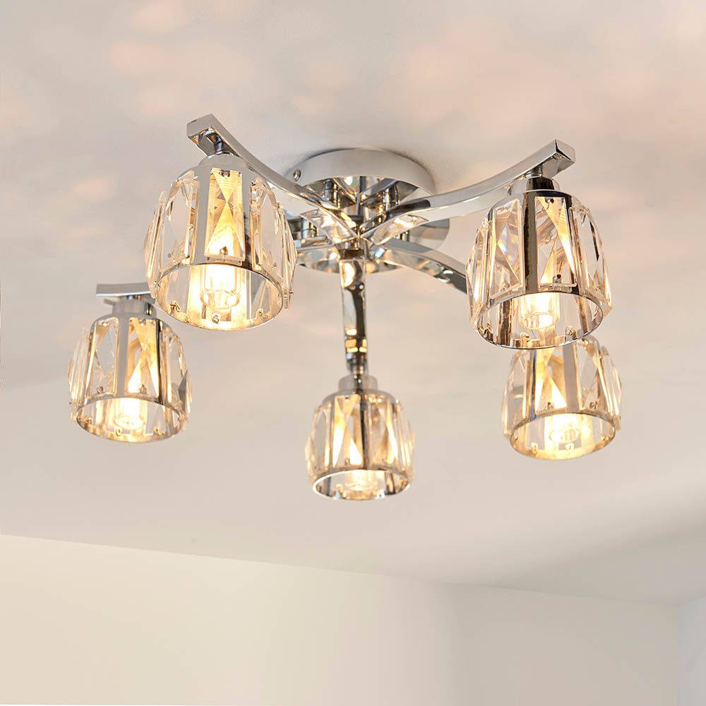 Read more about Ria glass crystals bathroom semi flush light in chrome