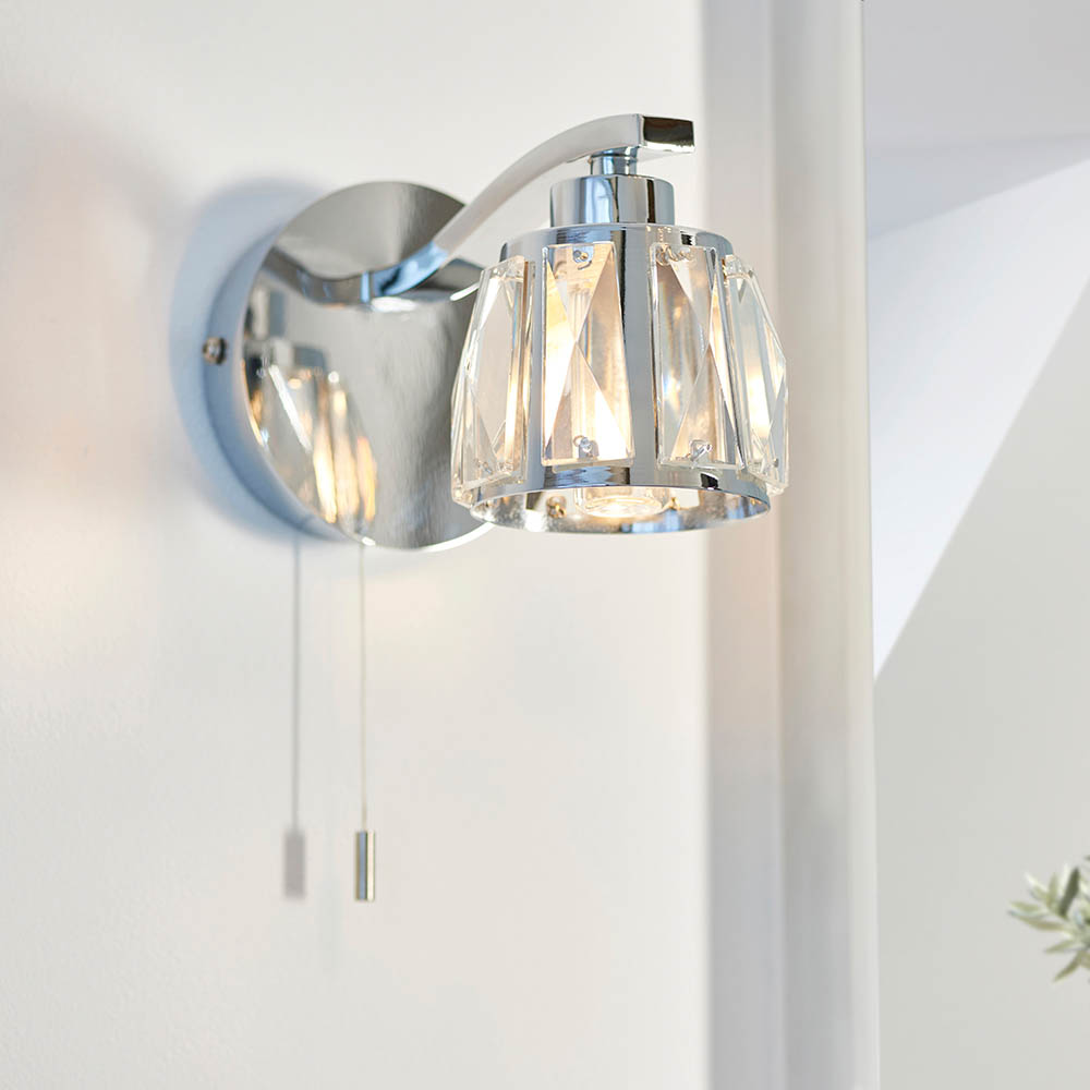 Read more about Ria glass crystals bathroom wall light in chrome