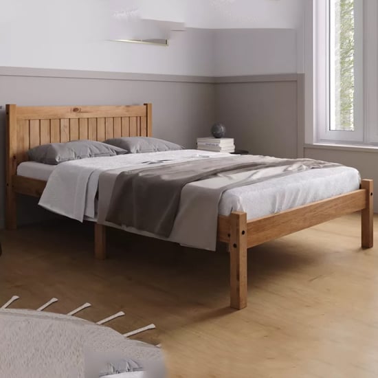 Ria Wooden Double Bed In Pine