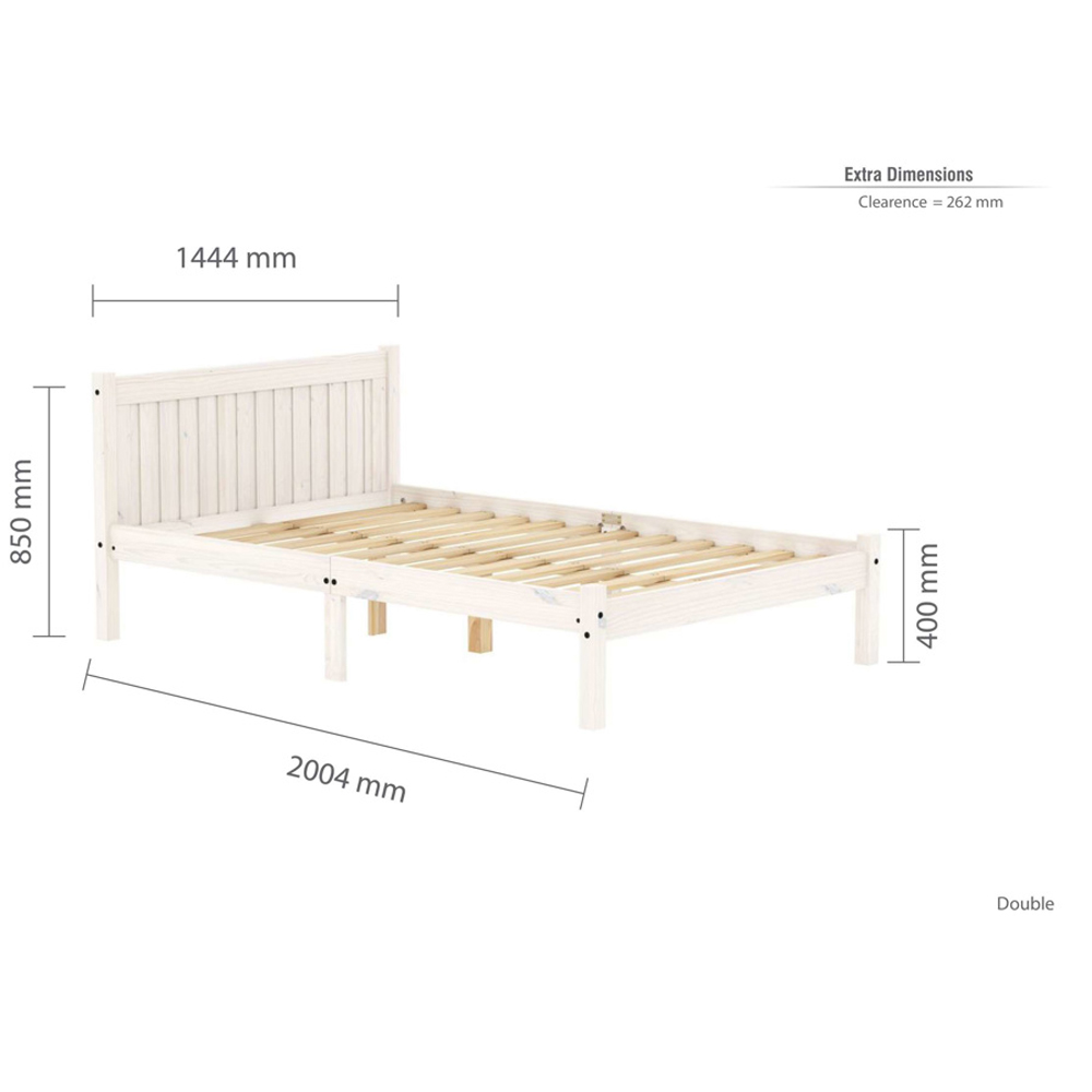 Ria Wooden Double Bed In White Wash